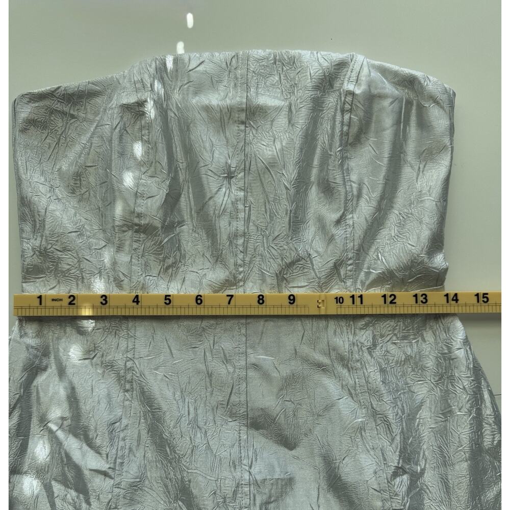 NWT Lulus Party Poise Textured Strapless Bodycon Mini Dress in Silver Size S - Picture 10 of 11